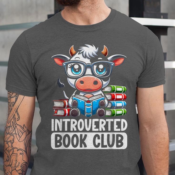 Introverted Book Club Reading Lover Cow Unisex Jersey T-Shirt