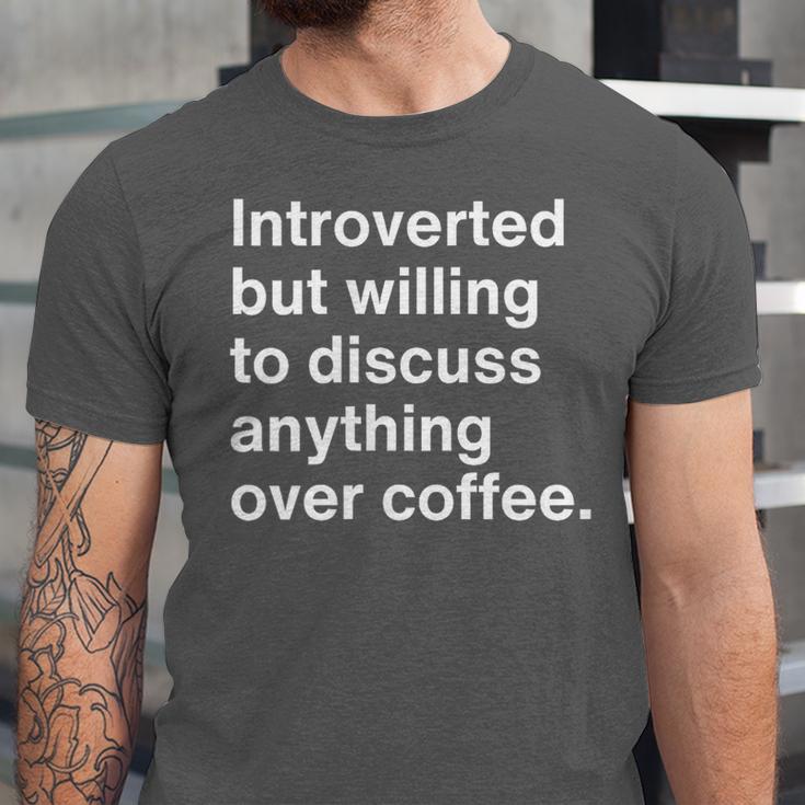 Introverted Coffee Lover Introvert Sarcasm Unisex Jersey T-Shirt Introverted Coffee Lover Introvert Sarcasm Unisex Jersey T-Shirt