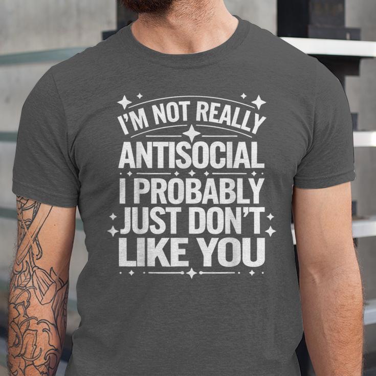 Introverted I'm Not Really Antisocial I Probably Unisex Jersey T-Shirt Introverted I'm Not Really Antisocial I Probably Unisex Jersey T-Shirt