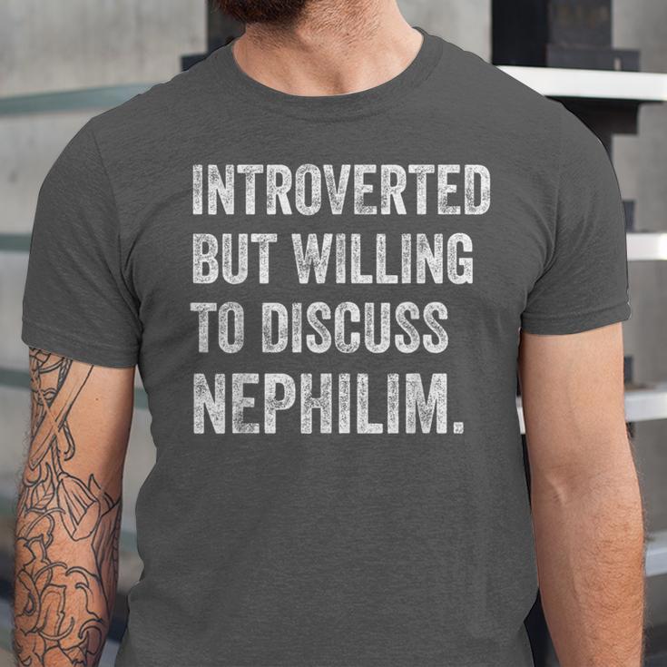 Introverted But Ready To Discuss Nephilim Humor Unisex Jersey T-Shirt Introverted But Ready To Discuss Nephilim Humor Unisex Jersey T-Shirt