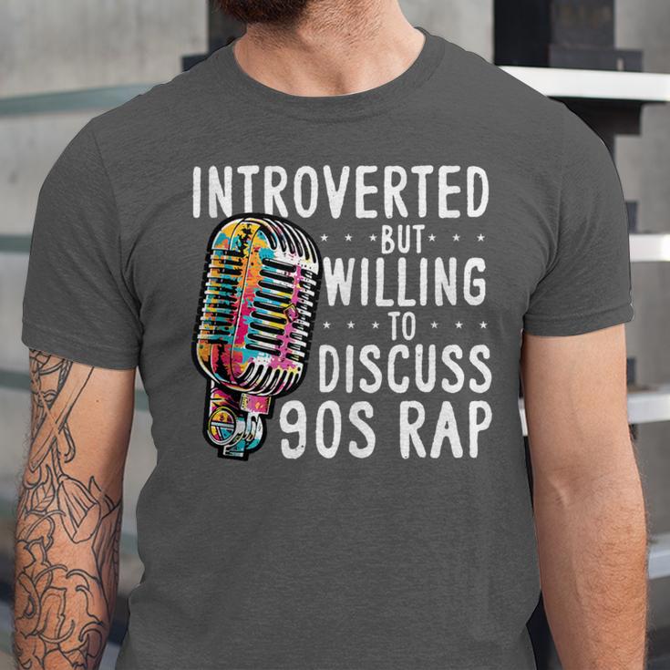 Introverted But Willing To Discuss 90s Rap Socially Awkward Unisex Jersey T-Shirt