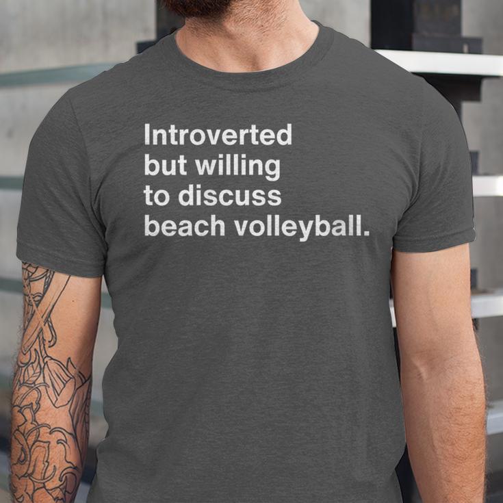 Introverted But Willing To Discuss Beach Volleyball Unisex Jersey T-Shirt Introverted But Willing To Discuss Beach Volleyball Unisex Jersey T-Shirt