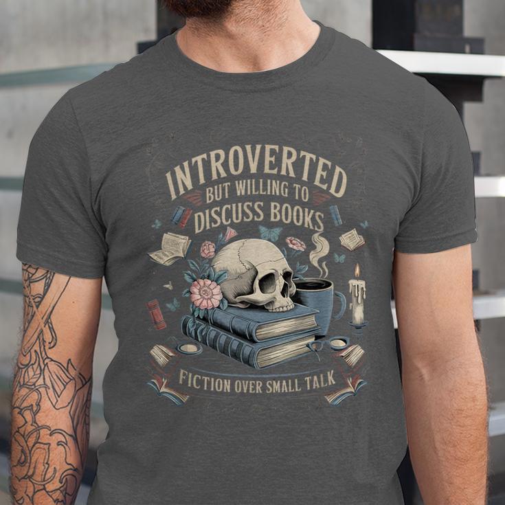Introverted But Willing To Discuss Books Club Cozy Aesthetic Unisex Jersey T-Shirt Introverted But Willing To Discuss Books Club Cozy Aesthetic Unisex Jersey T-Shirt