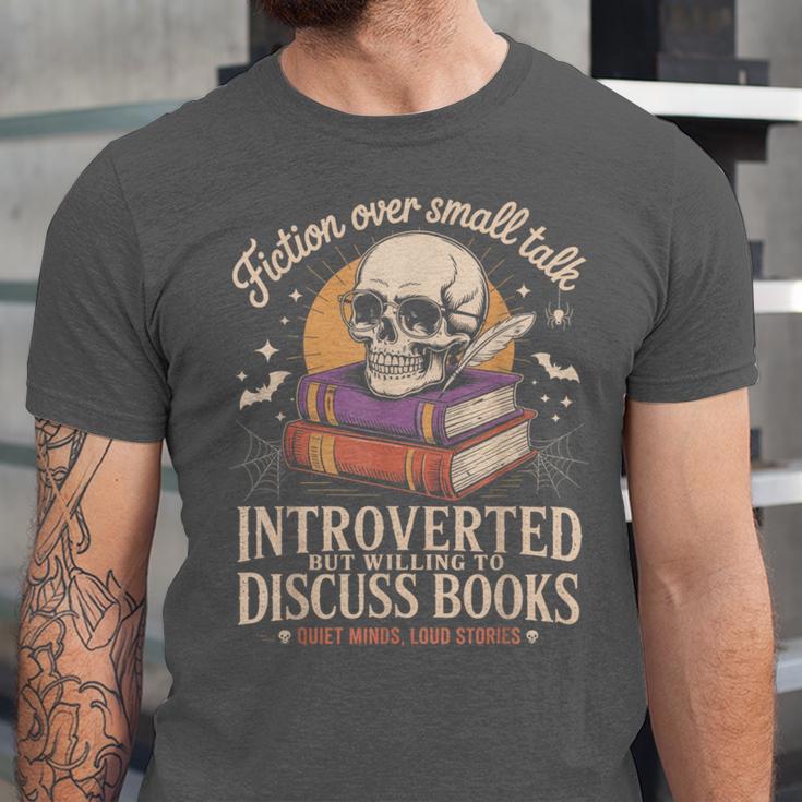 Introverted But Willing To Discuss Books Cozy Aesthetic Unisex Jersey T-Shirt Introverted But Willing To Discuss Books Cozy Aesthetic Unisex Jersey T-Shirt