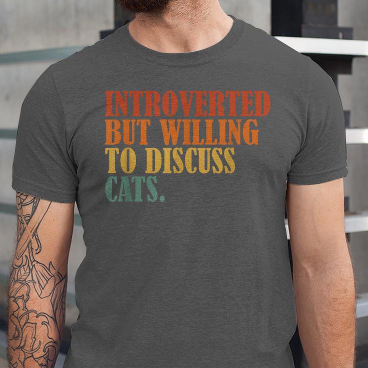 Introverted But Willing To Discuss Cats Introvert Unisex Jersey T-Shirt