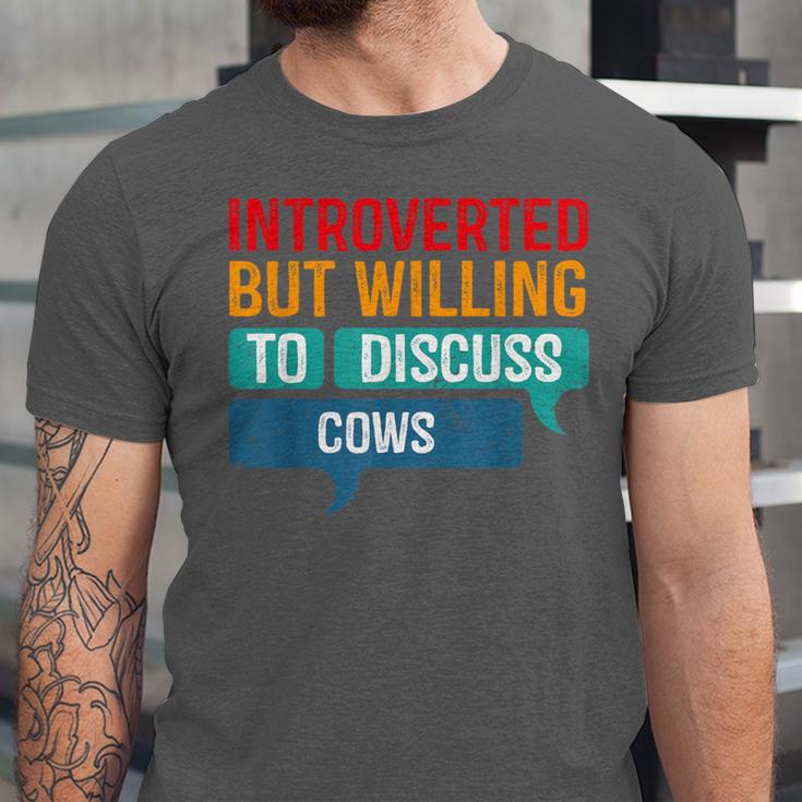Introverted But Willing To Discuss Cows Unisex Jersey T-Shirt