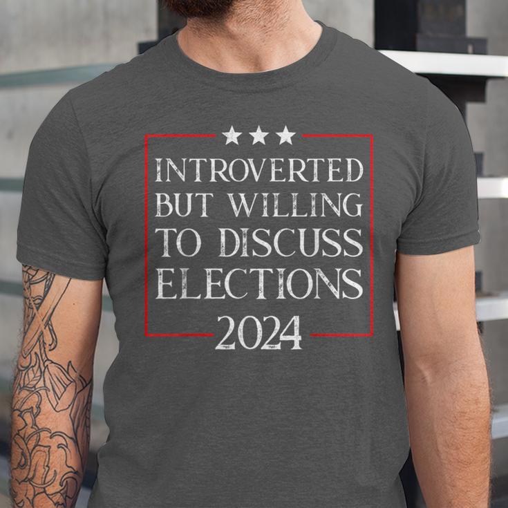 Introverted But Willing To Discuss Elections 2024 Men Women Unisex Jersey T-Shirt Introverted But Willing To Discuss Elections 2024 Men Women Unisex Jersey T-Shirt