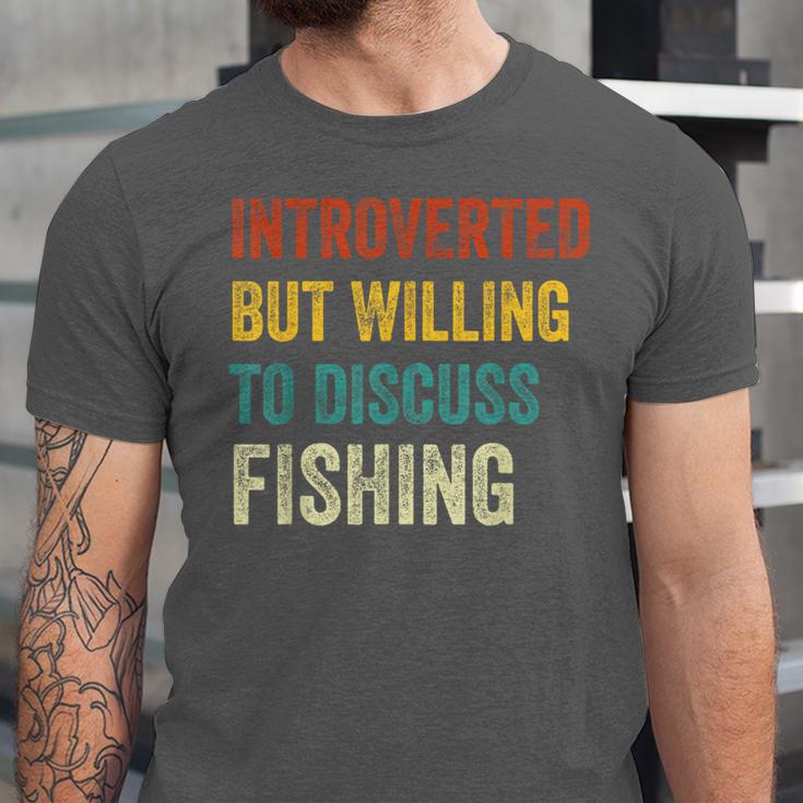 Introverted But Willing To Discuss Fishing Hobby Unisex Jersey T-Shirt Introverted But Willing To Discuss Fishing Hobby Unisex Jersey T-Shirt