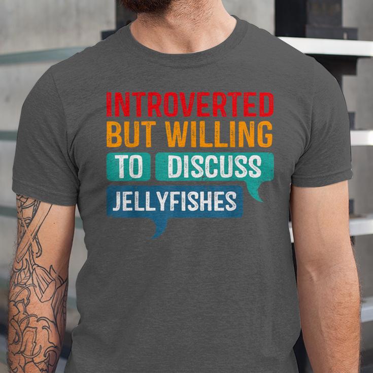 Introverted But Willing To Discuss Jellyfishes Unisex Jersey T-Shirt Introverted But Willing To Discuss Jellyfishes Unisex Jersey T-Shirt