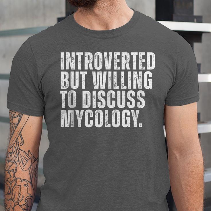 Introverted But Willing To Discuss Mycology Mushroom Unisex Jersey T-Shirt Introverted But Willing To Discuss Mycology Mushroom Unisex Jersey T-Shirt