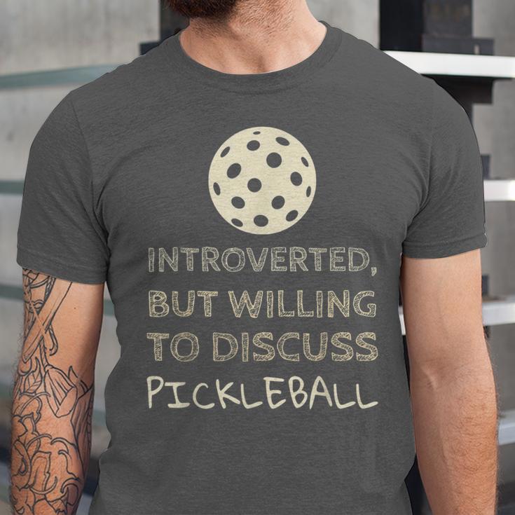 Introverted But Willing To Discuss Pickleball Unisex Jersey T-Shirt Introverted But Willing To Discuss Pickleball Unisex Jersey T-Shirt