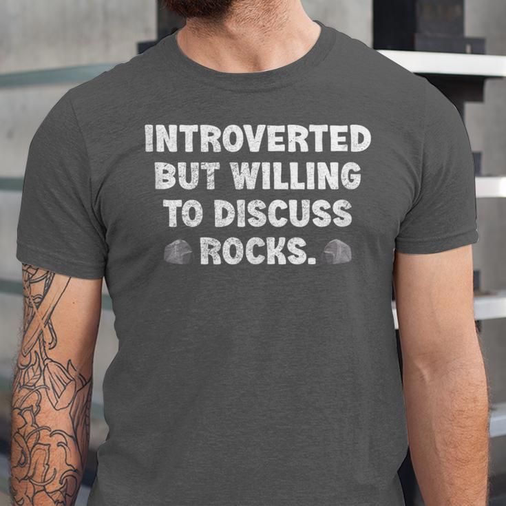 Introverted But Willing To Discuss Rocks Rock Collecting Unisex Jersey T-Shirt Introverted But Willing To Discuss Rocks Rock Collecting Unisex Jersey T-Shirt