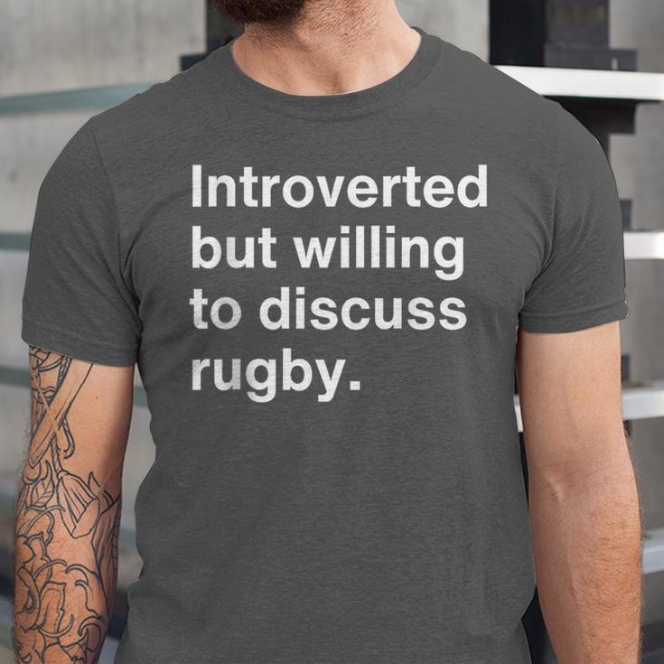 Introverted But Willing To Discuss Rugby Player Introverts Unisex Jersey T-Shirt