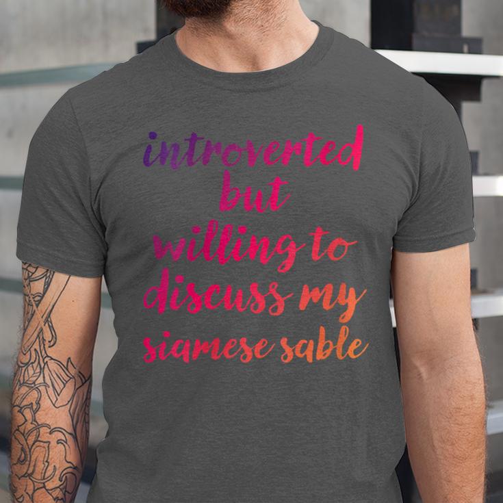 Introverted Willing To Discuss Siamese Sable Introvert Unisex Jersey T-Shirt Introverted Willing To Discuss Siamese Sable Introvert Unisex Jersey T-Shirt