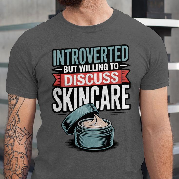 Introverted But Willing Discuss Skincare Unisex Jersey T-Shirt Introverted But Willing Discuss Skincare Unisex Jersey T-Shirt