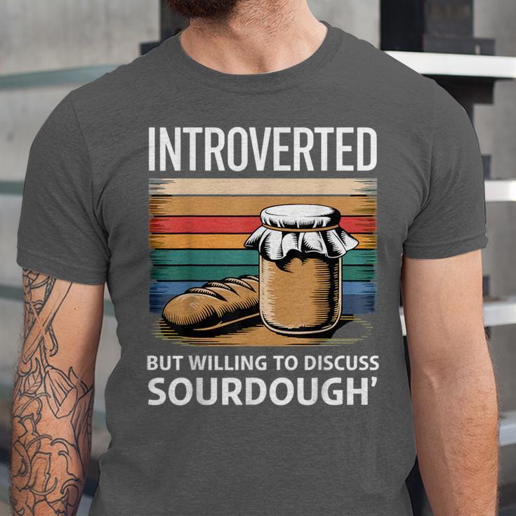 Introverted But Willing To Discuss Sourdough Vintage Baking Unisex Jersey T-Shirt