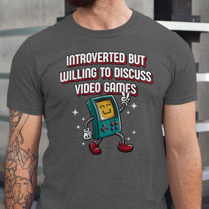 Introverted But Willing To Discuss Video Games Introvert Unisex Jersey T-Shirt Introverted But Willing To Discuss Video Games Introvert Unisex Jersey T-Shirt