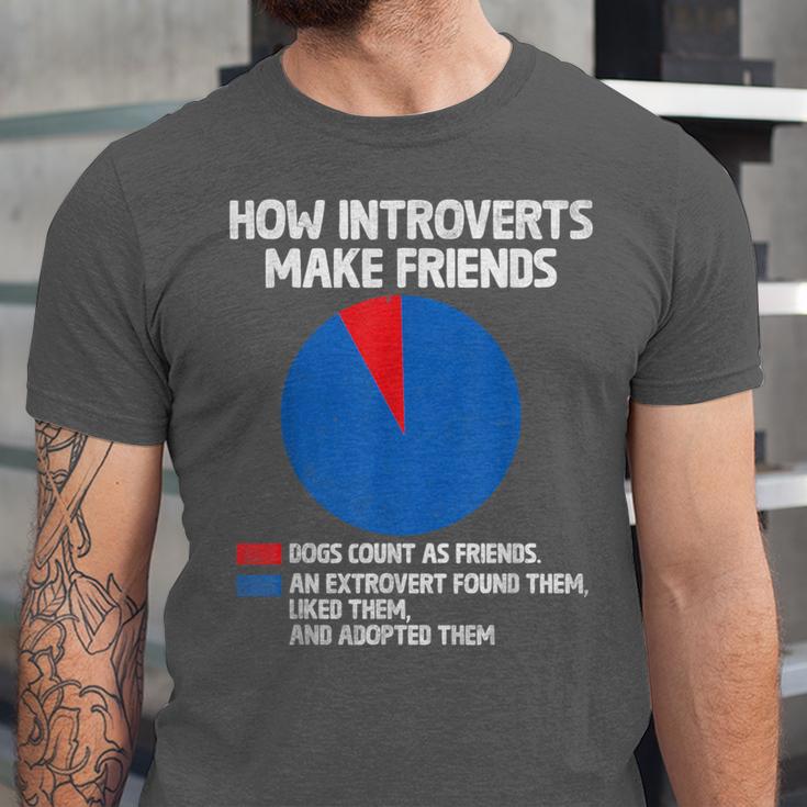 How Introverts Make Friends Sayings For Introverts Unisex Jersey T-Shirt