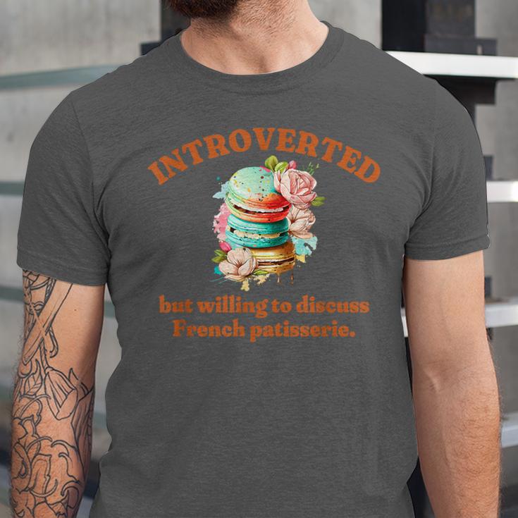 Introvert's Passion For French Patisserie Macarons Unisex Jersey T-Shirt