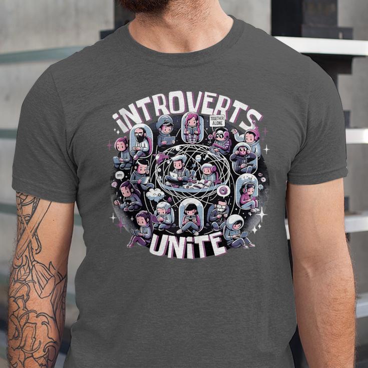 Introverts Unite Quirky Solitude Unisex Jersey T-Shirt Introverts Unite Quirky Solitude Unisex Jersey T-Shirt