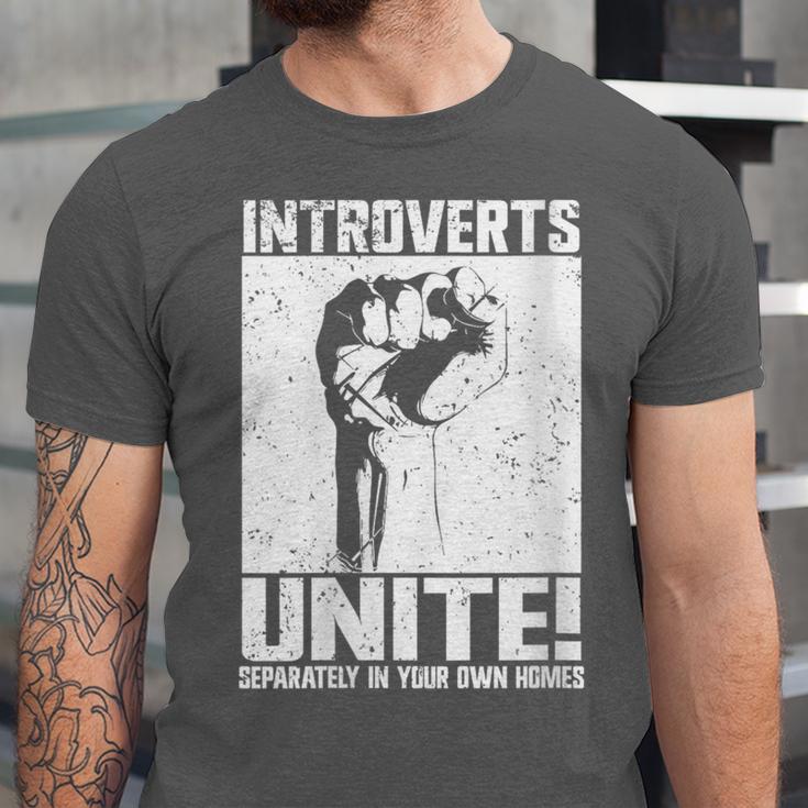 Introverts Unite Separately In Your Own Homes Introvert Unisex Jersey T-Shirt Introverts Unite Separately In Your Own Homes Introvert Unisex Jersey T-Shirt