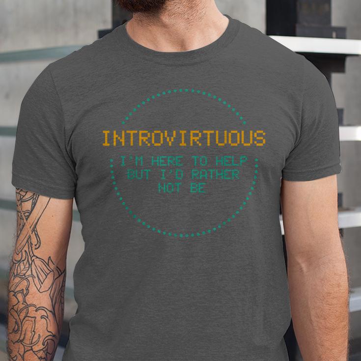 Introvirtuous Retro Pixel Funny Introvert Quote Unisex Jersey T-Shirt