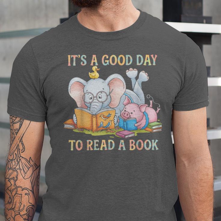 Its A Good Day To Read A Book Cute Pig & Elephant Adventure Unisex Jersey T-Shirt