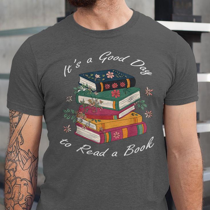 It's a Good Day To Read a Book Floral Stack Tee Unisex Jersey T-Shirt