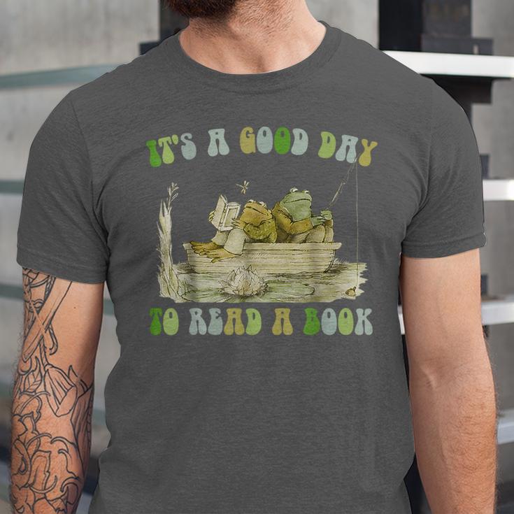 It's A Good Day To Read A Book Shirt Frog Reading Book Unisex Jersey T-Shirt