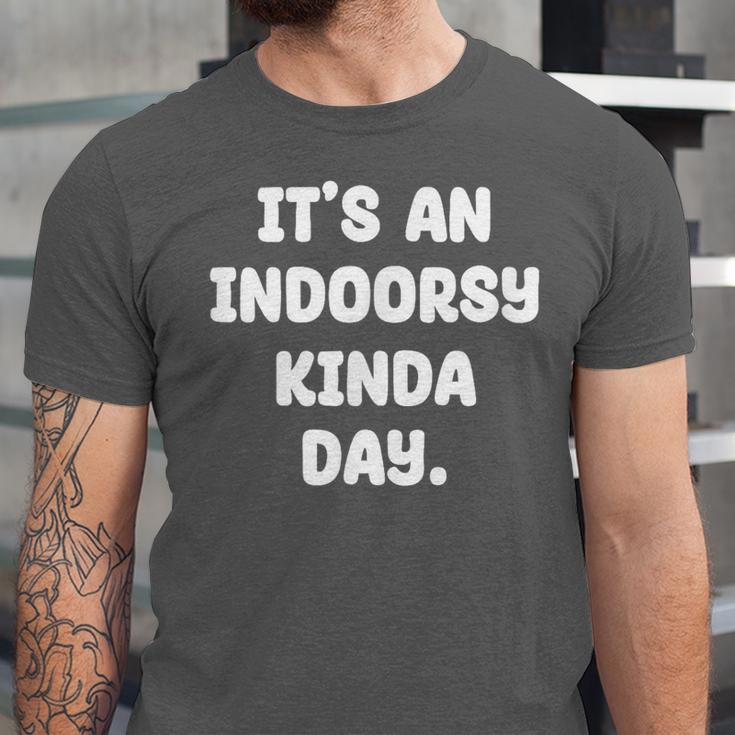 It's An Indoorsy Kinda Day Introvert Humor Sarcastic Gamer Unisex Jersey T-Shirt It's An Indoorsy Kinda Day Introvert Humor Sarcastic Gamer Unisex Jersey T-Shirt
