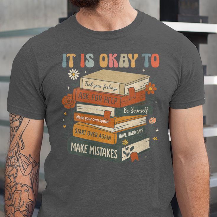 Its Okay Not To Be Okay Mental Health Awareness Floral Books Unisex Jersey T-Shirt Its Okay Not To Be Okay Mental Health Awareness Floral Books Unisex Jersey T-Shirt