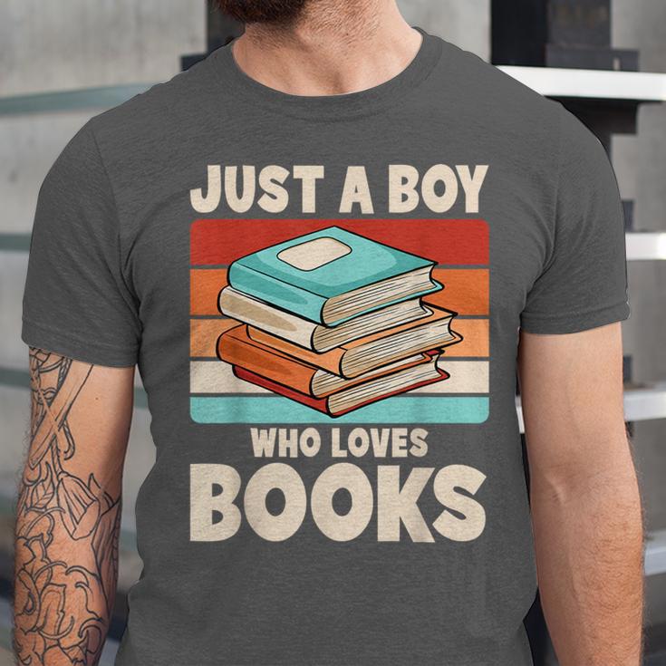 Just A Boy Who Loves Books Reading Bookworm Boys Kids Unisex Jersey T-Shirt