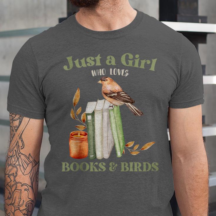 Just a Girl Who Loves Books And Birds Book Reading Bird Love Unisex Jersey T-Shirt