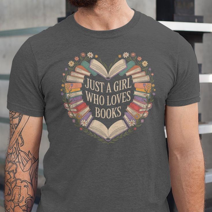 Just a Girl Who Loves Books Book Lover Librarian For Women Unisex Jersey T-Shirt Just a Girl Who Loves Books Book Lover Librarian For Women Unisex Jersey T-Shirt