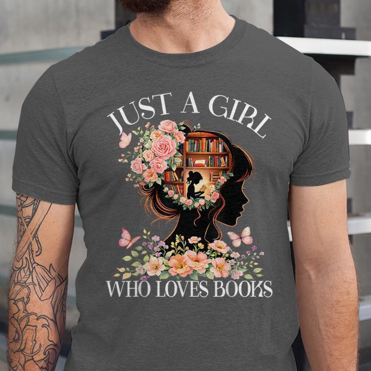 Just A Girl Who Loves Books Book Lover Reading For Women Unisex Jersey T-Shirt