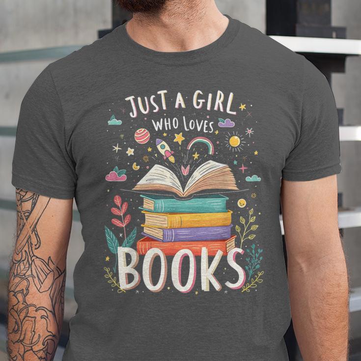 Just a Girl Who Loves Books Cute Book Lover Bookworm Unisex Jersey T-Shirt Just a Girl Who Loves Books Cute Book Lover Bookworm Unisex Jersey T-Shirt