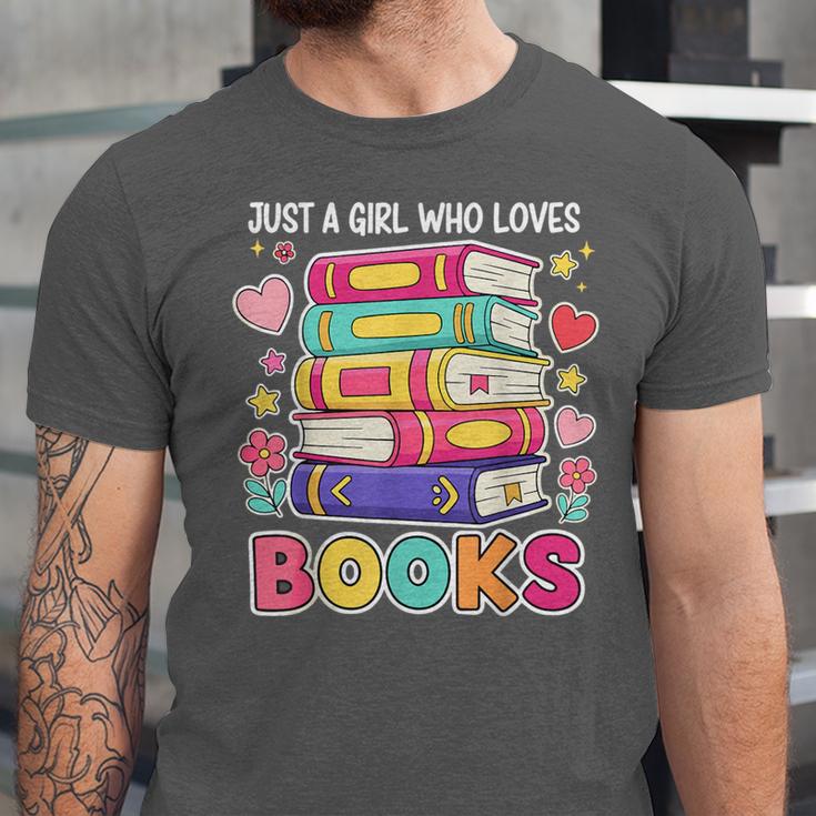 Just A Girl Who Loves Books Reading Library Unisex Jersey T-Shirt