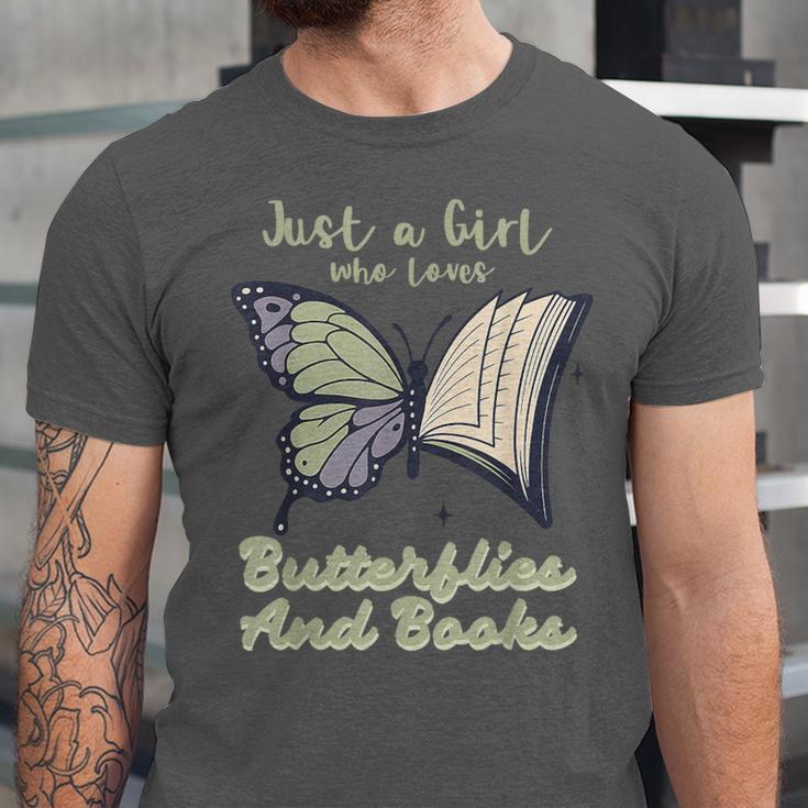 Just a Girl Who Loves Butterflies And Books Butterfly Unisex Jersey T-Shirt