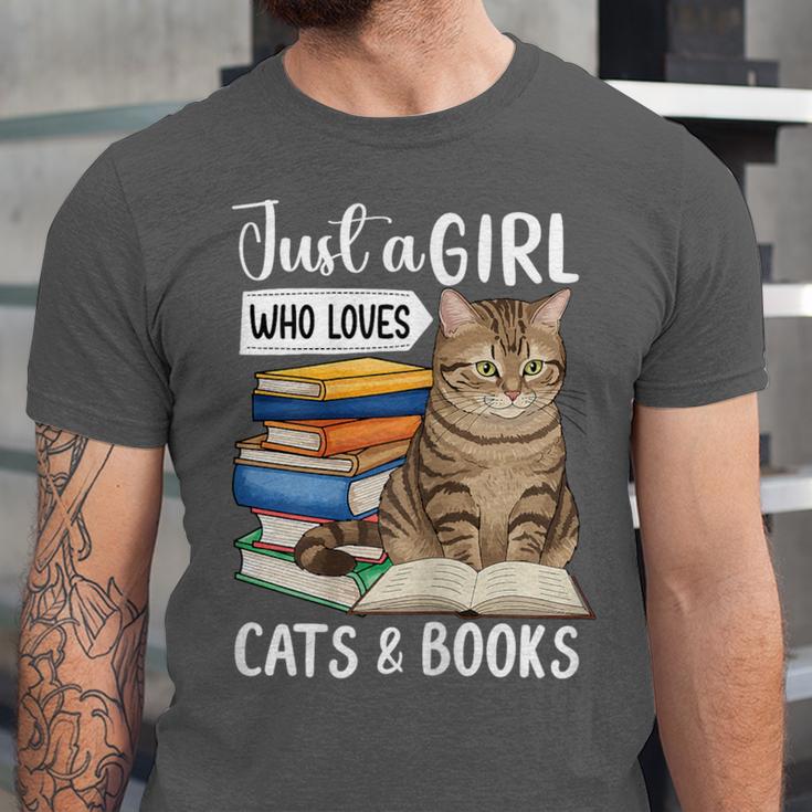 Just a Girl Who Loves Cats And Books Unisex Jersey T-Shirt