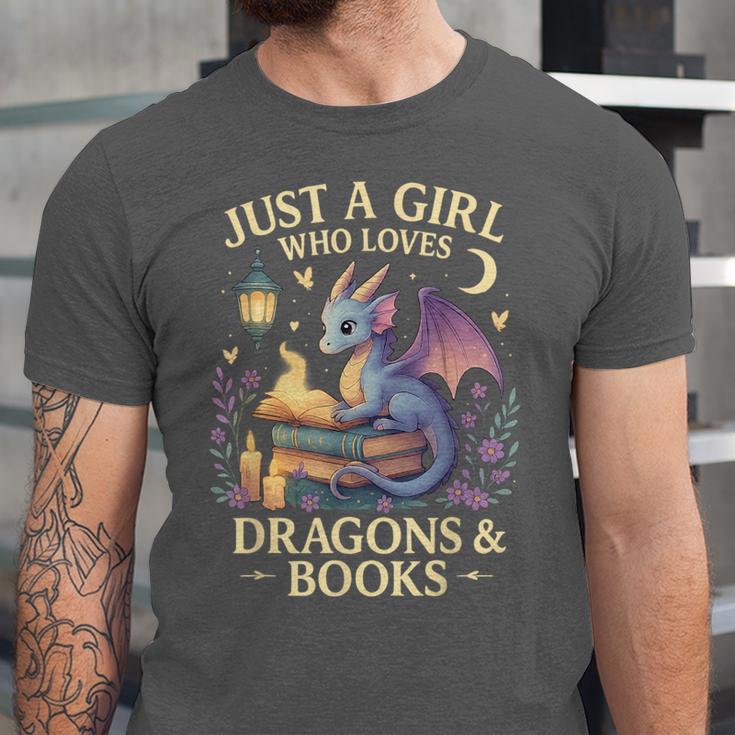 Just a Girl Who Loves Cute Dragons And Books Unisex Jersey T-Shirt Just a Girl Who Loves Cute Dragons And Books Unisex Jersey T-Shirt