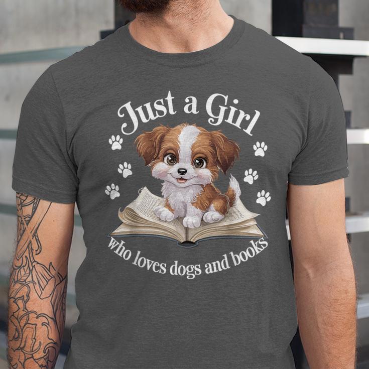 Just a Girl Who Loves Dogs And Books Cute Dog Unisex Jersey T-Shirt Just a Girl Who Loves Dogs And Books Cute Dog Unisex Jersey T-Shirt