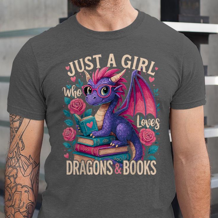 Just a Girl Who Loves Dragons And Books Dragon Unisex Jersey T-Shirt