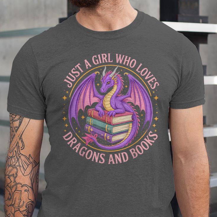 Just A Girl Who Loves Dragons And Books Fantasy Dragon Unisex Jersey T-Shirt