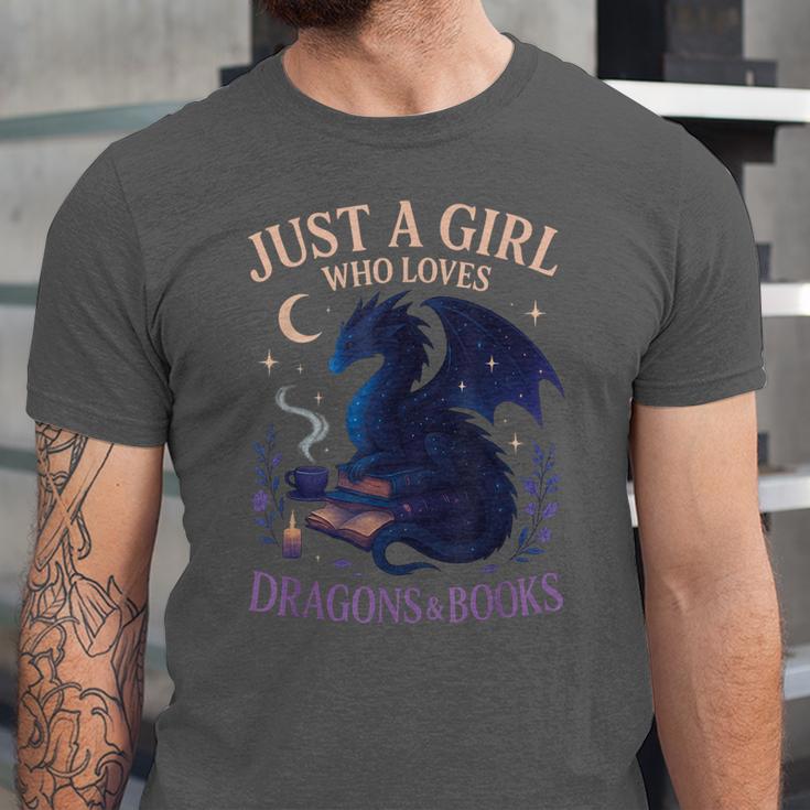 Just a Girl Who Loves Dragons And Books Fantasy Unisex Jersey T-Shirt