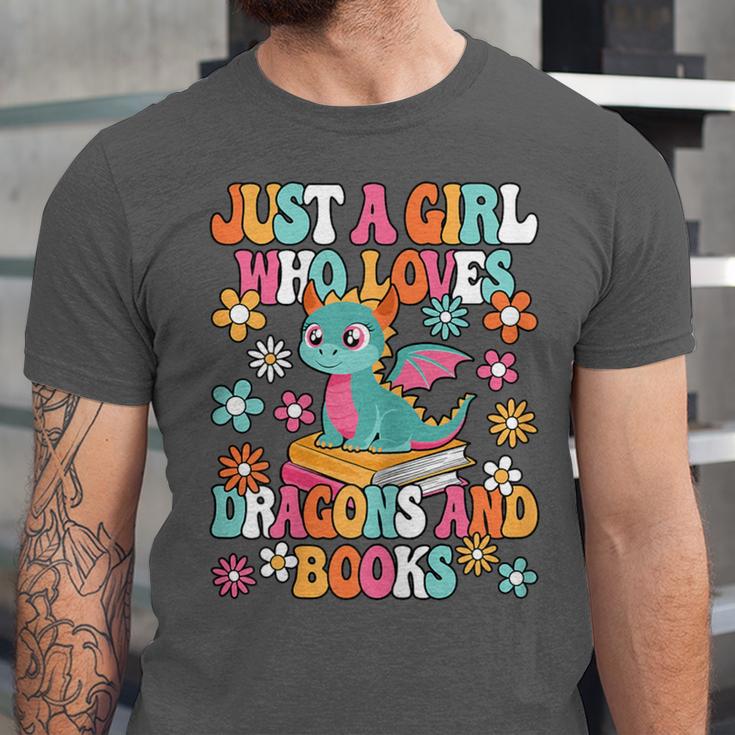 Just A Girl Who Loves Dragons And Books Reading Bookworm Unisex Jersey T-Shirt
