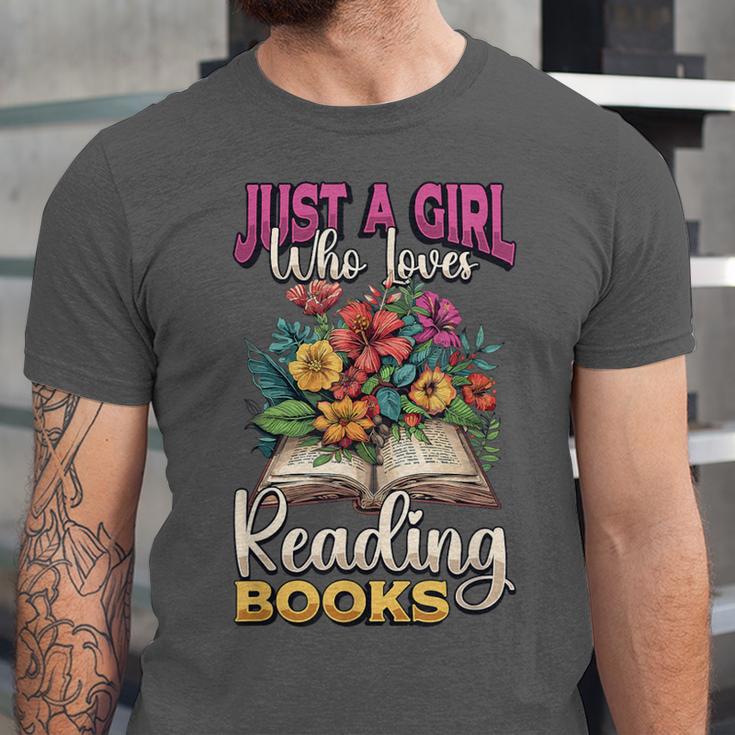 Just A Girl Who Loves Reading Books Unisex Jersey T-Shirt Just A Girl Who Loves Reading Books Unisex Jersey T-Shirt