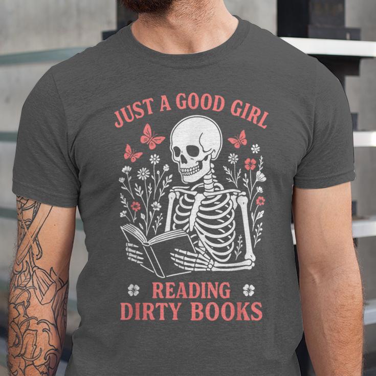 Just A Good Girl Reading Dirty Books Dark Romance Unisex Jersey T-Shirt