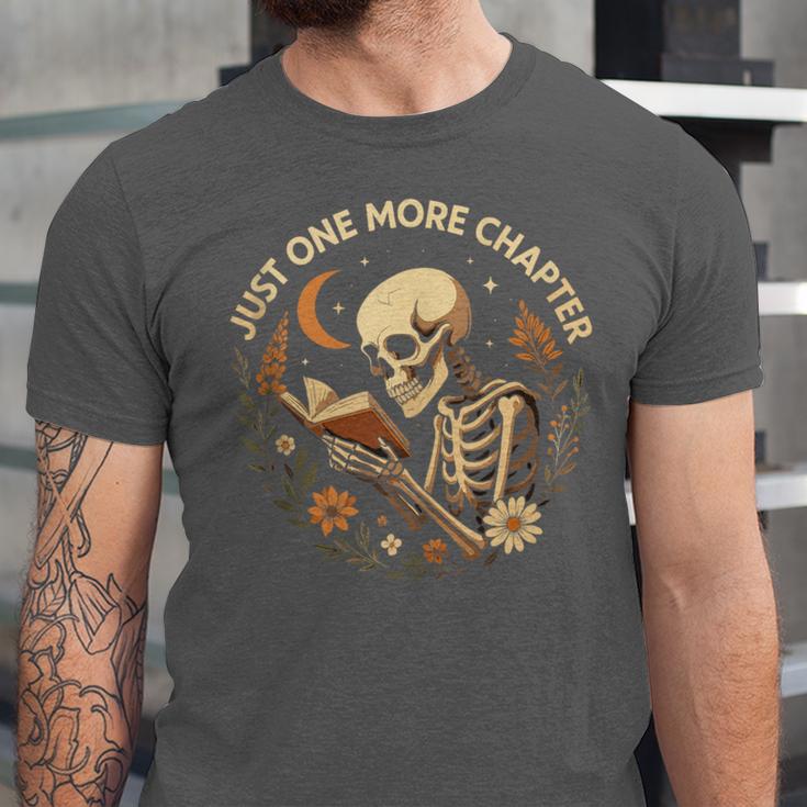 Just One More Chapter Book Lover Bookish Reading Skeleton Unisex Jersey T-Shirt