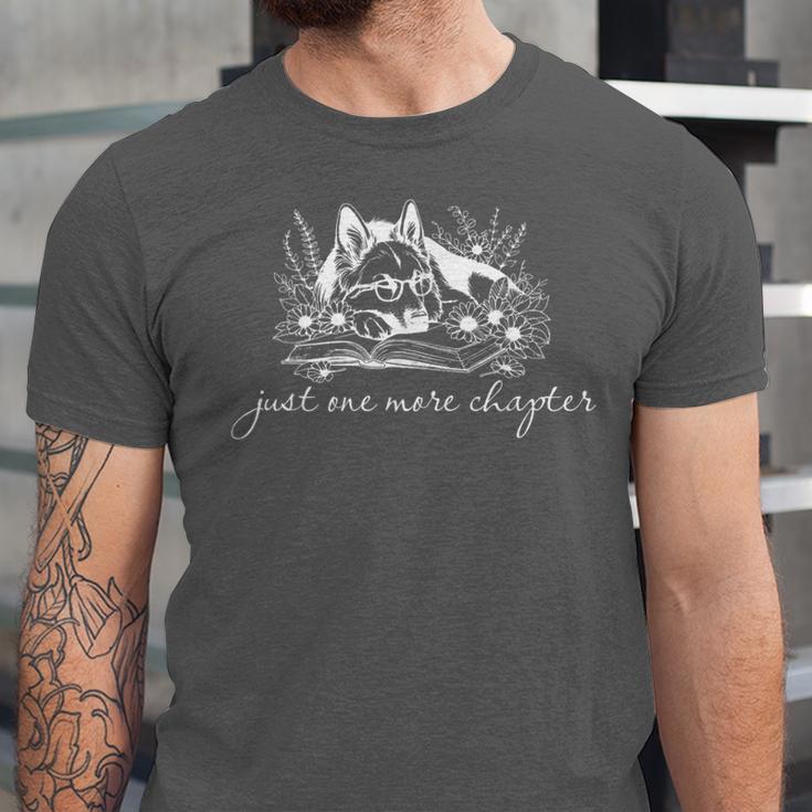 Just One More Chapter Dog German Shepherd Book Lover Unisex Jersey T-Shirt