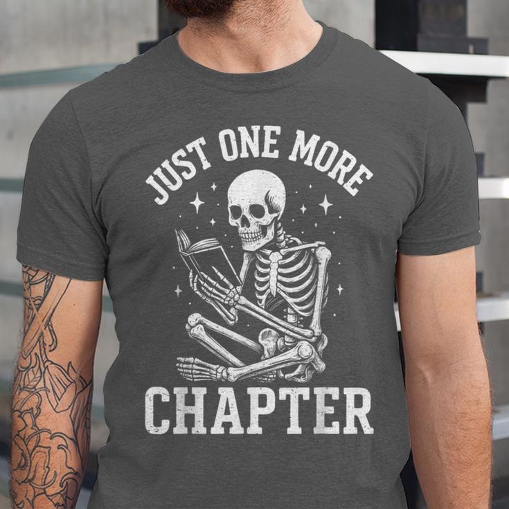 Just One More Chapter Skeleton Reader Reading Book Lover Unisex Jersey T-Shirt Just One More Chapter Skeleton Reader Reading Book Lover Unisex Jersey T-Shirt